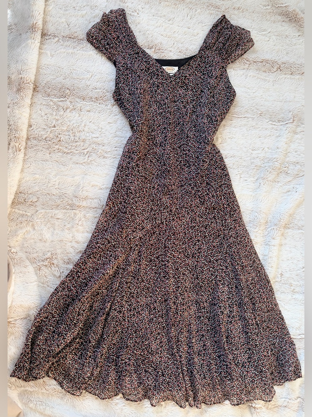 🤎 Y2K 100% Silk Vintage Fairy Core Whimsy Goth Cottagecore Midi Dress Talbots 🧚🏼